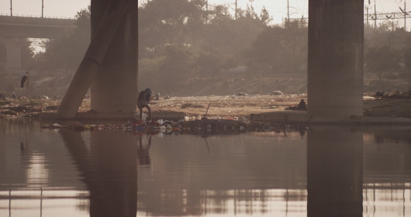 Horrendous pollution in the Yamuna River which flows through the heart of Delhi, the 3rd largest city in the world with more than 26 million residents. (Photo taken during 8 Billion Angels filming in India.)